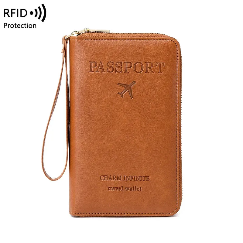 RFID Blocking Passport Holder - Multifunctional Travel Wallet with Wrist Strap