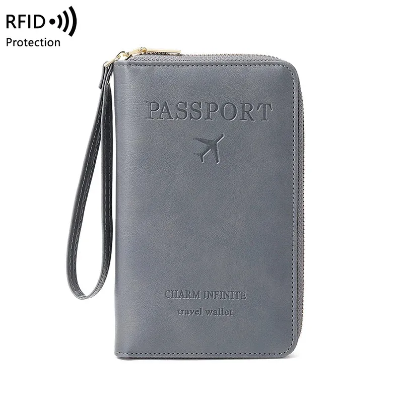 RFID Blocking Passport Holder - Multifunctional Travel Wallet with Wrist Strap