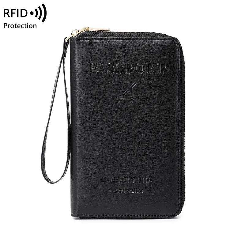 RFID Blocking Passport Holder - Multifunctional Travel Wallet with Wrist Strap