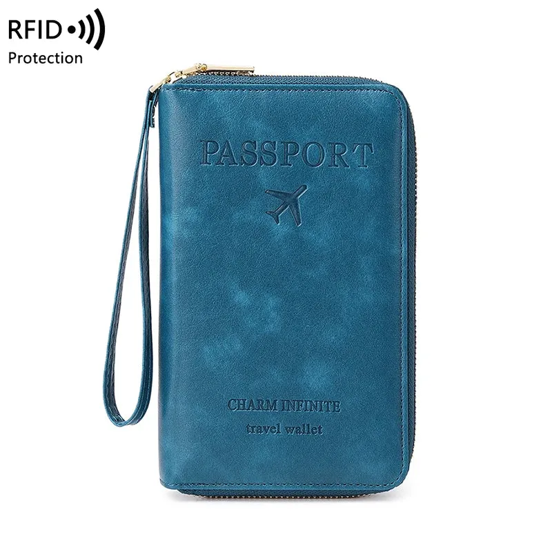 RFID Blocking Passport Holder - Multifunctional Travel Wallet with Wrist Strap