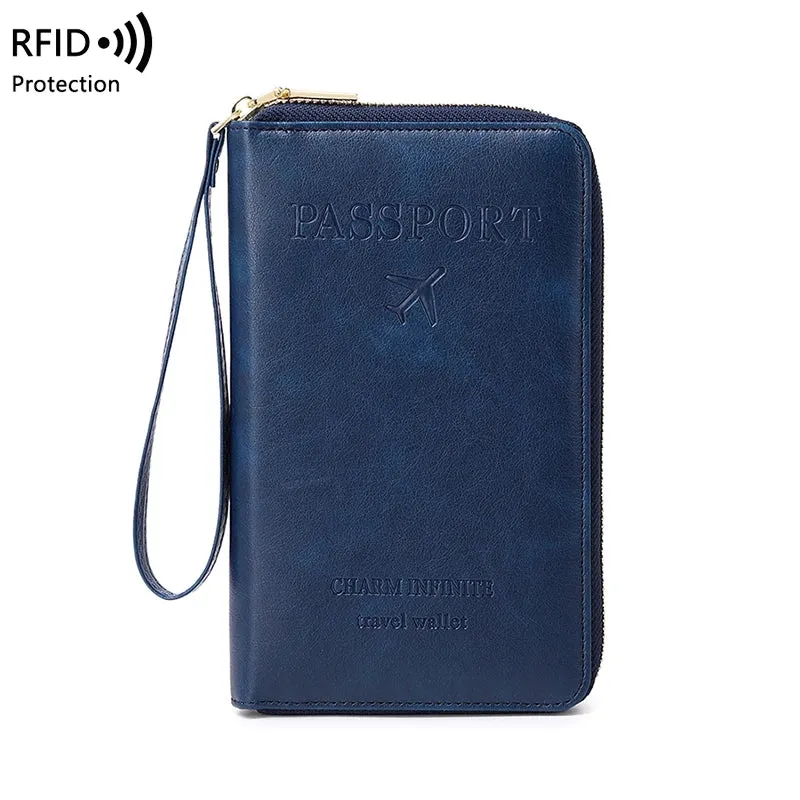 RFID Blocking Passport Holder - Multifunctional Travel Wallet with Wrist Strap