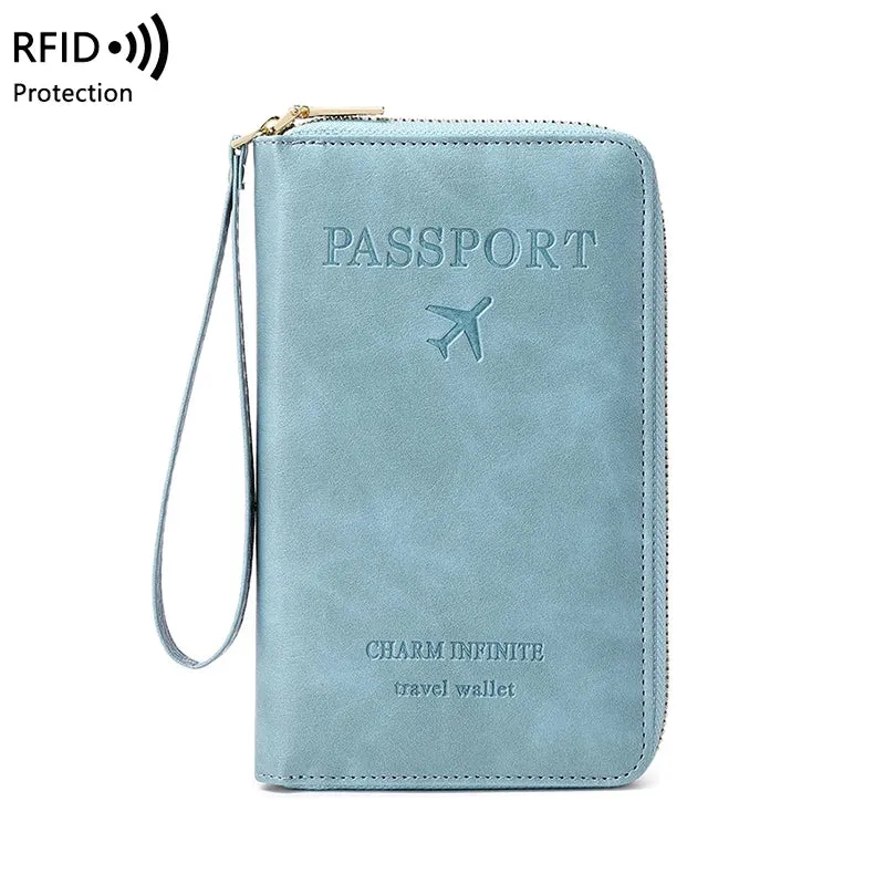 RFID Blocking Passport Holder - Multifunctional Travel Wallet with Wrist Strap