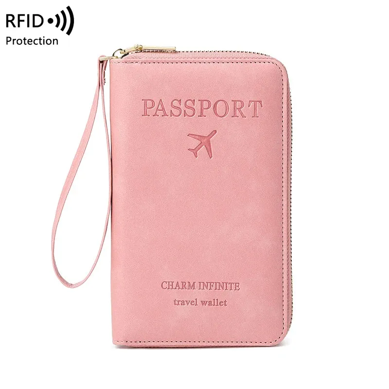 RFID Blocking Passport Holder - Multifunctional Travel Wallet with Wrist Strap