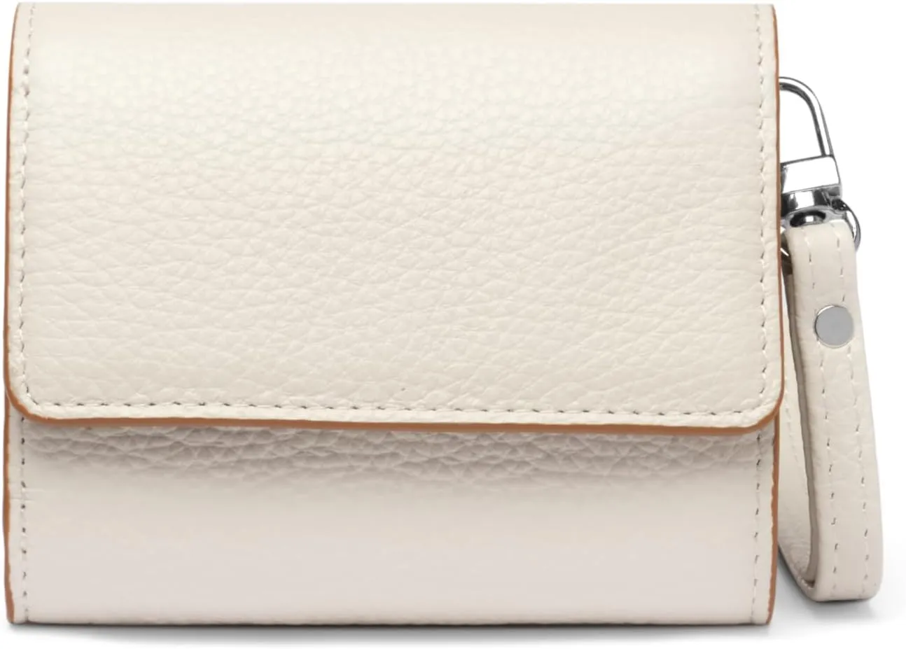 RFID-Blocking Women's Real Leather Wallet with Large Capacity and Wristlet - Small, Secure, and Chic - Conveniently Holds Cards, Cash, and Coins (All White - RFID Protected with Wristlet)