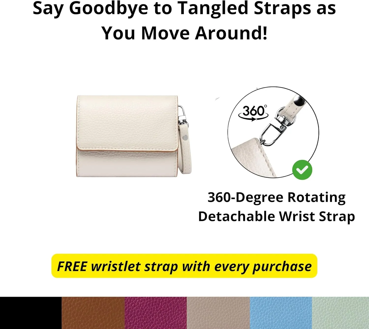 RFID-Blocking Women's Real Leather Wallet with Large Capacity and Wristlet - Small, Secure, and Chic - Conveniently Holds Cards, Cash, and Coins (All White - RFID Protected with Wristlet)