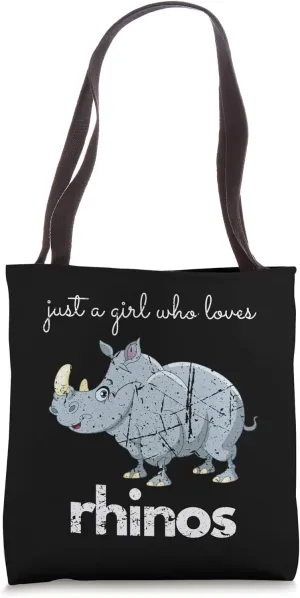 Rhinoceros Distressed Design Girl Who Loves Rhinos Animal Tote Bag