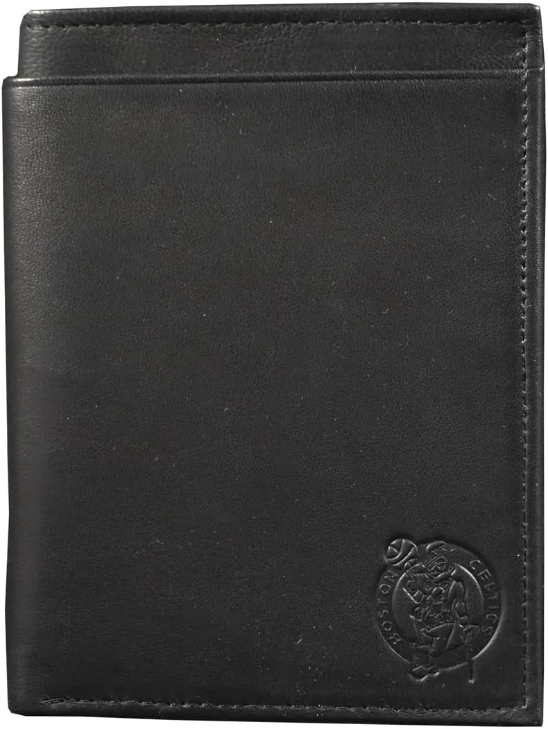 Rico Boston Celtics Black Leather RFID Blocking Passport Holder Cover Travel Billfold Wallet for Men & Women