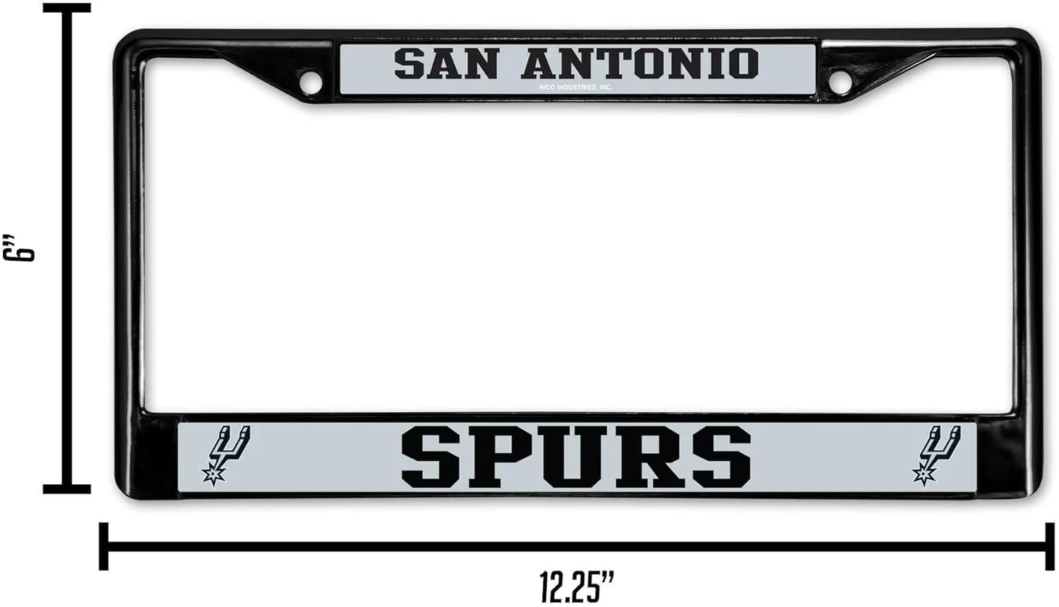 Rico Industries NBA Basketball Standard Black Chrome Frame with Decal Inserts 12" x 6" Car/Truck Auto Accessory