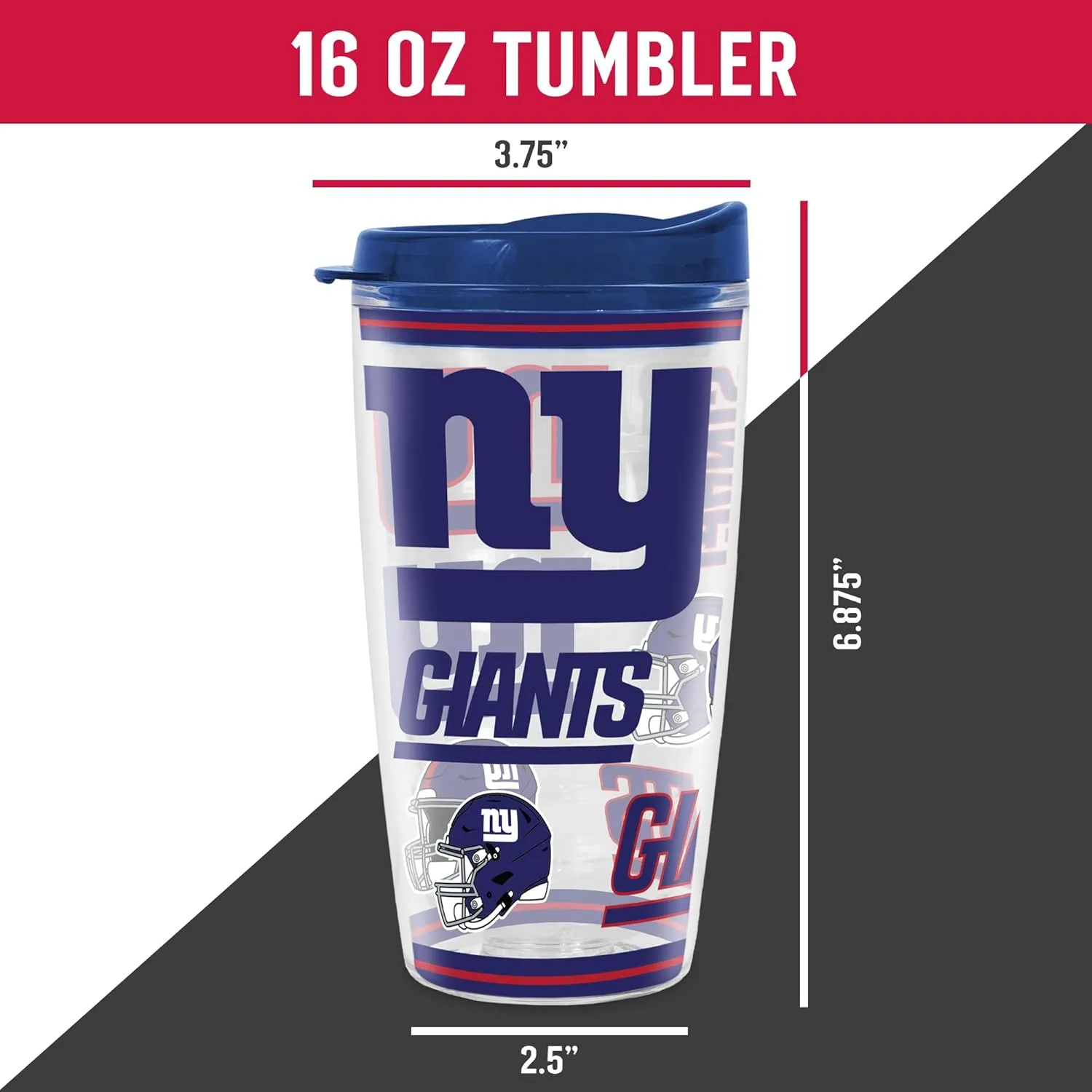 Rico Industries NFL Football Double Wall Mayhem 16oz Tritan Tumbler W Lid