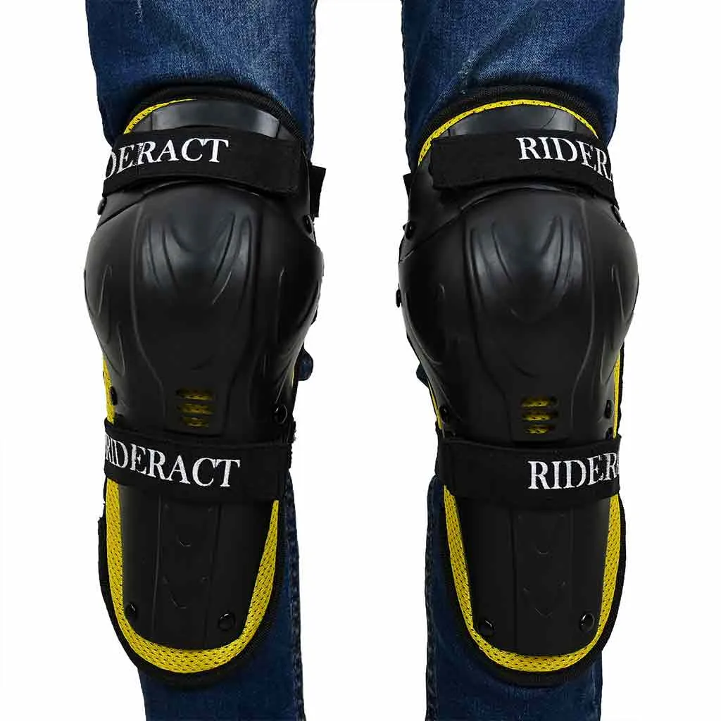 RIDERACT® Youth Knee Protectors SafeMode-v1 Yellow Knee Guards