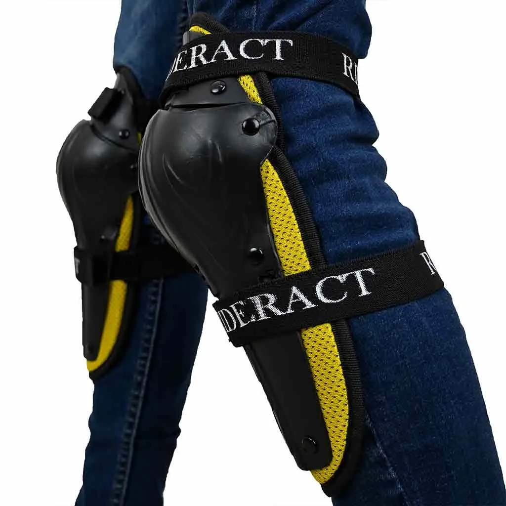 RIDERACT® Youth Knee Protectors SafeMode-v1 Yellow Knee Guards