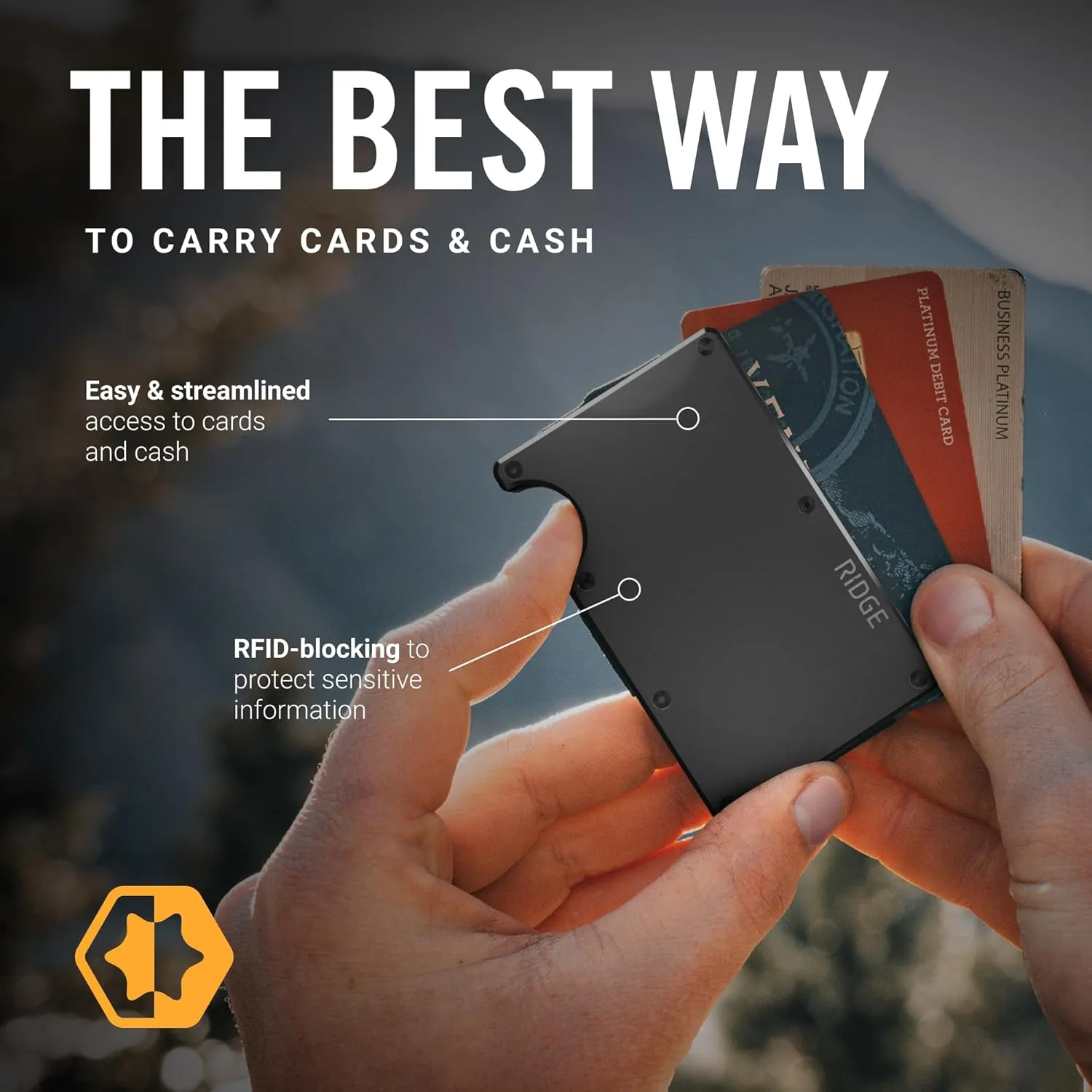 Ridge Men's Slim Minimalist Front Pocket RFID Card Holder Wallet (Gunmetal)