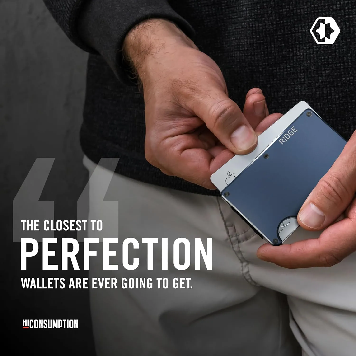 Ridge Men's Slim Minimalist Front Pocket RFID Card Holder Wallet (Navy)