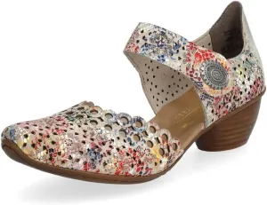 Rieker 43753 Mirjam Women's Mary Jane Heels - Low-Heel Leather Shoes with Adjustable Ankle Strap & Laser-Cut Design - Comfortable Women’s Heels for Casual & Dressy Wear