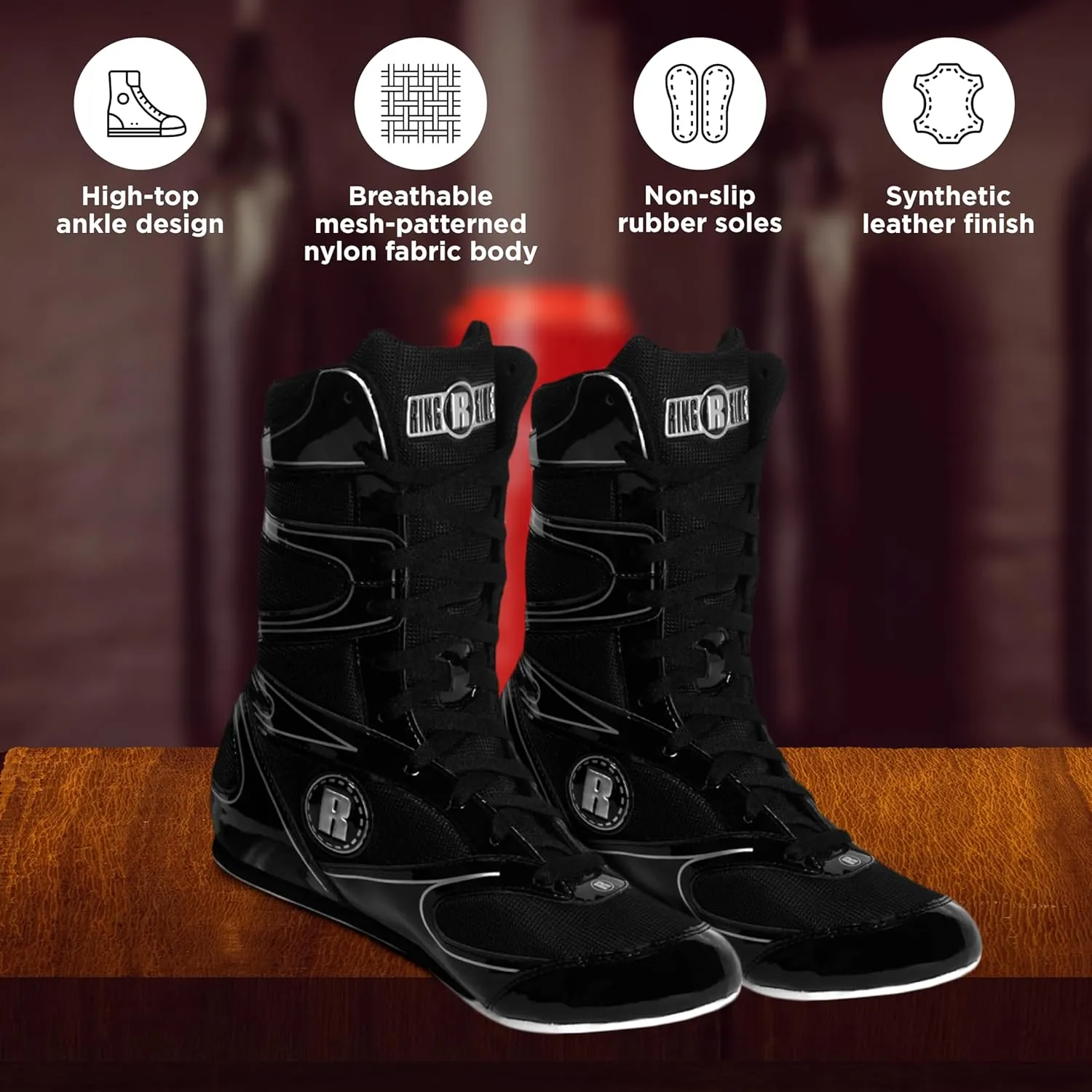 Ringside Diablo Boxing Shoes, Synthetic Leather Shoes for Men and Women, Lightweight, Low-Top Ankle Shoes for Boxing, Wrestling, Workout, Training, and Competition, Available in Different Sizes (2-13)