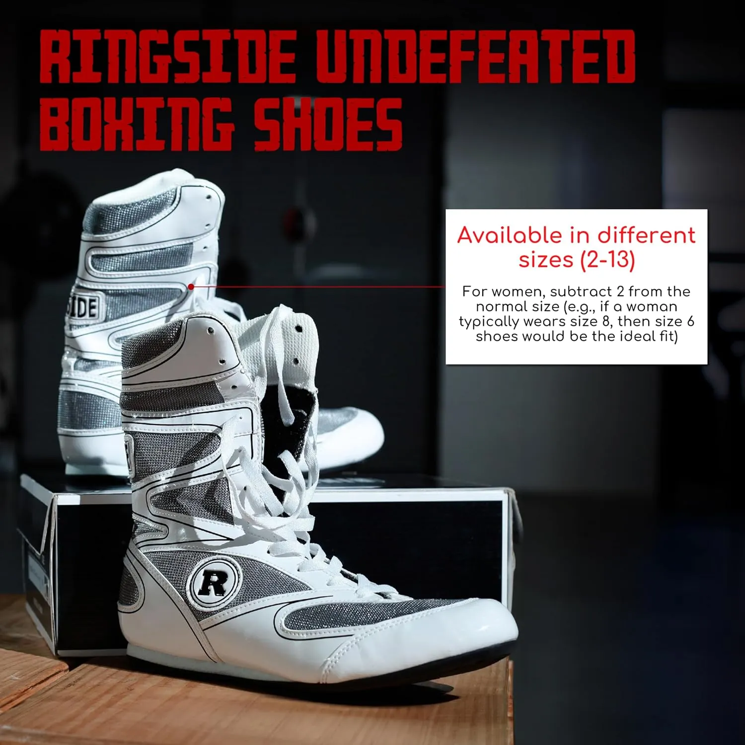 Ringside Diablo Boxing Shoes, Synthetic Leather Shoes for Men and Women, Lightweight, Low-Top Ankle Shoes for Boxing, Wrestling, Workout, Training, and Competition, Available in Different Sizes (2-13)