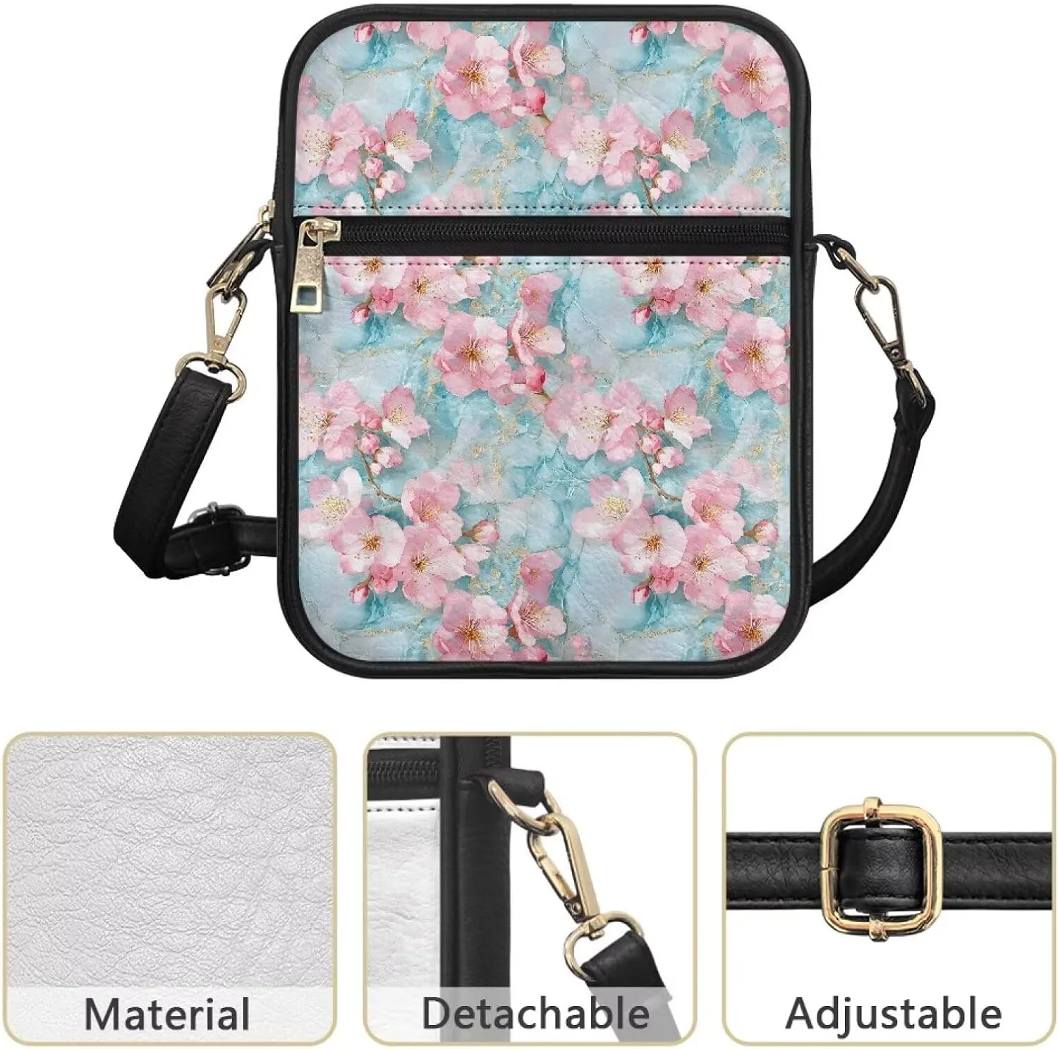 Rnyleeg Leather Messenger Bag Small Crossbody Sling Bag Portable Satchel Bag with Adjustable Shoulder Strap for Everyday Use