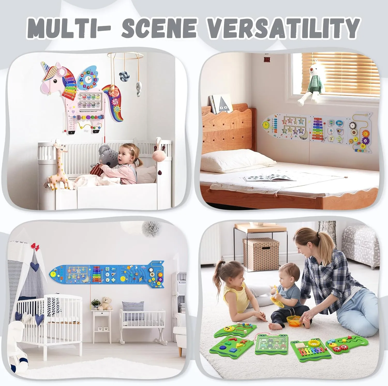 Rocket Activity Wall Busy Board Panels - Sensory Wall Panel for Kids, Montessori Toddler Wall Activity Board(5PCS)
