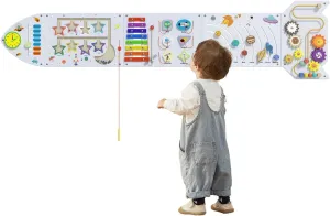 Rocket Activity Wall Busy Board Panels - Sensory Wall Panel for Kids, Montessori Toddler Wall Activity Board(5PCS)