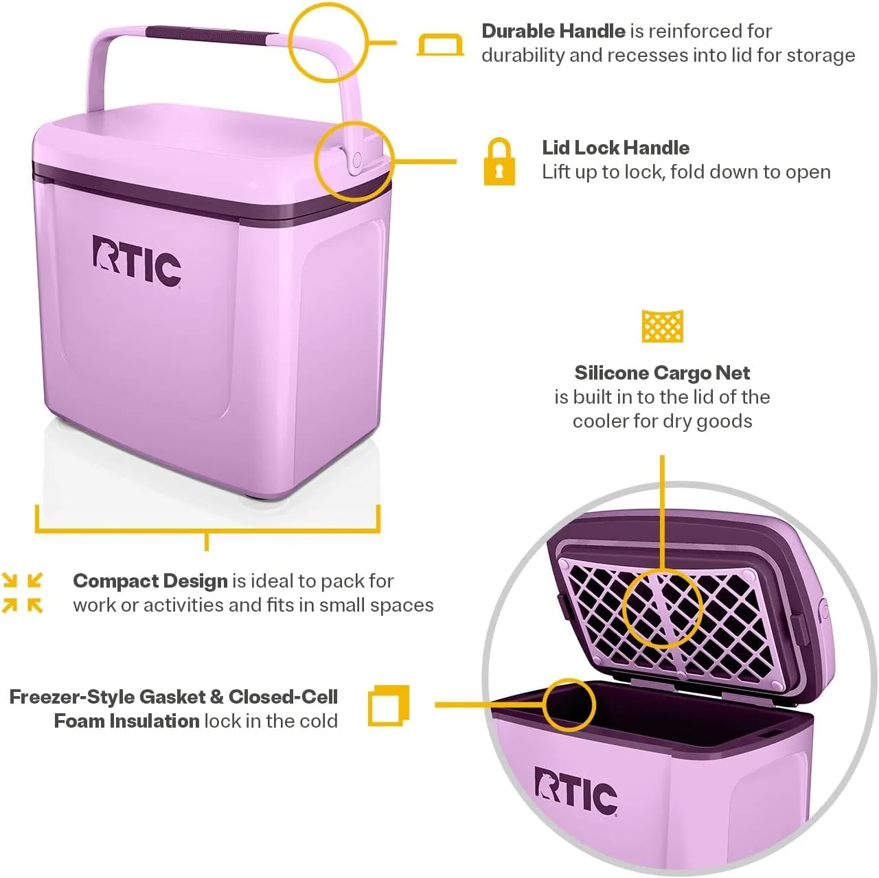 RTIC 8 QT Road Trip Personal Cooler, Small, Compact, Insulated, Portable Ice Chest Box for Food, Drink, Beverage, Beach, Camping, Picnic, Fishing, Boat, 12-Can Capacity