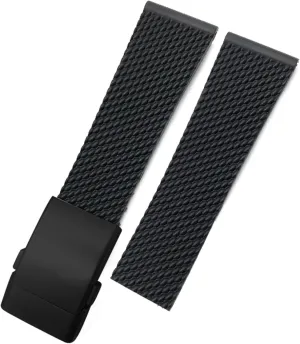 Rubber Watchband 22mm 24mm for Breitling Superocean Heritage Avenger Challenger Woven Silicone Waterproof Soft Watch Strap (Color : Black Black Woven, Size : 22mm)
