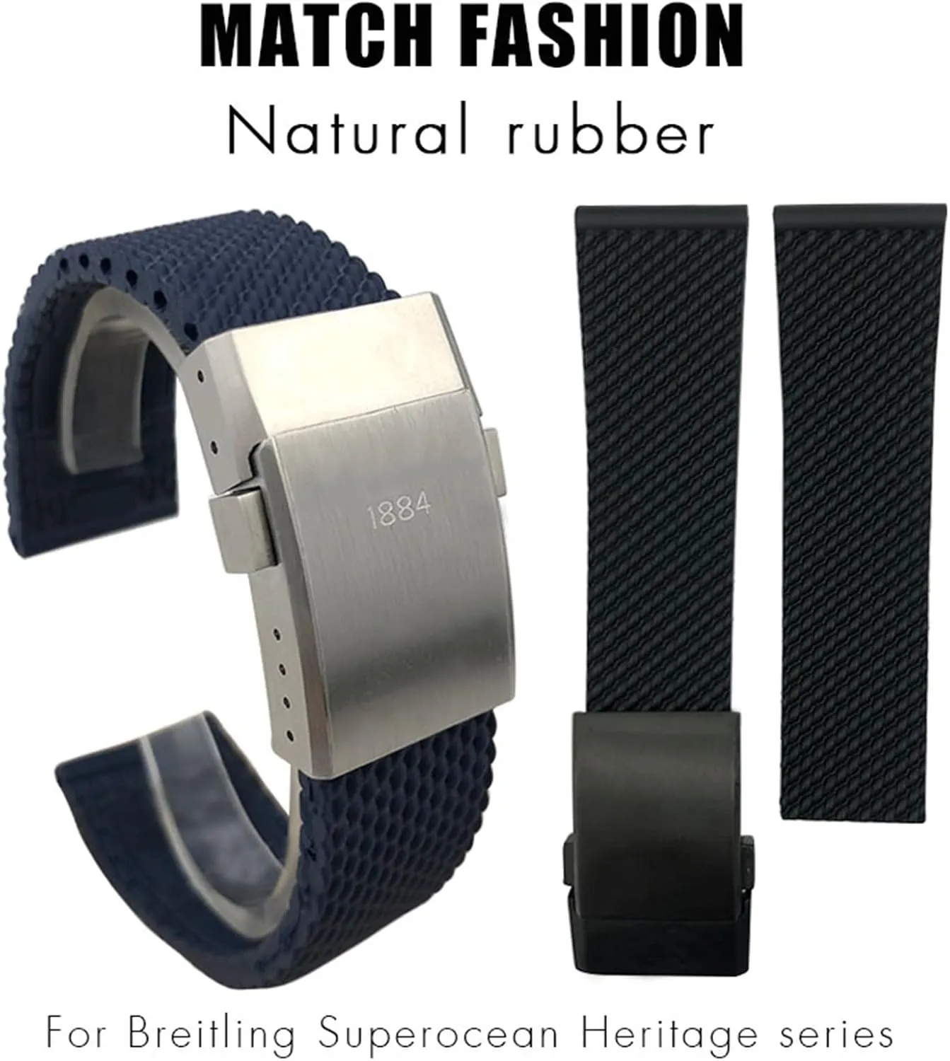 Rubber Watchband 22mm 24mm For Breitling Superocean Heritage Avenger Challenger Woven Silicone Waterproof Soft Watch Strap