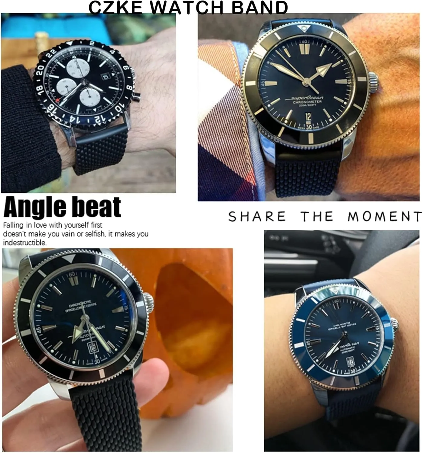 Rubber Watchband 22mm 24mm For Breitling Superocean Heritage Avenger Challenger Woven Silicone Waterproof Soft Watch Strap