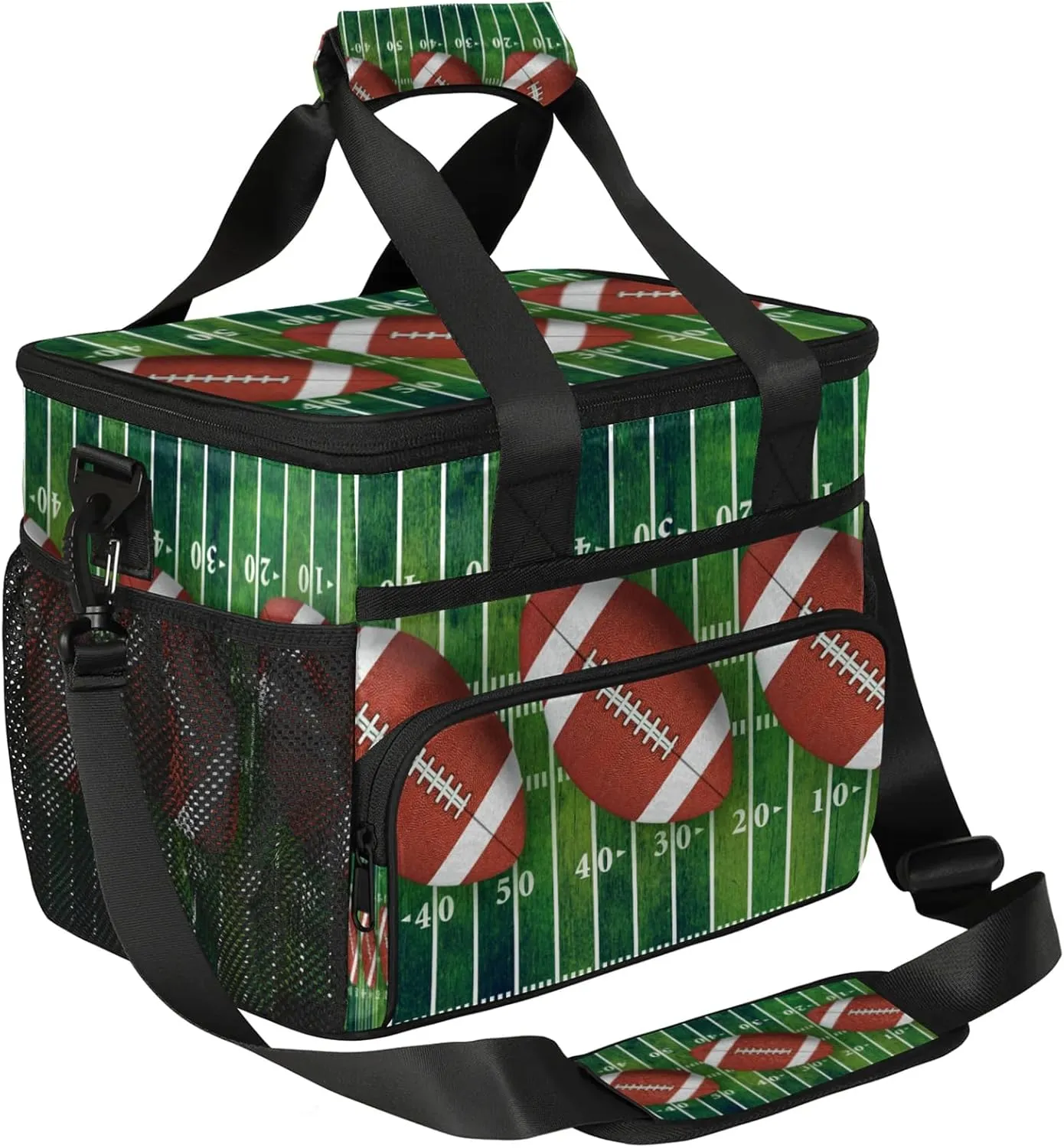 Rugby Lawns Extra Large Reusable Lunch Tote Bag with Reinforced Handle Removable Adjustable Shoulder Straps, Leakproof Insulated Lunch Box, 17L Lunch Cooler Bag for Adults Women Men
