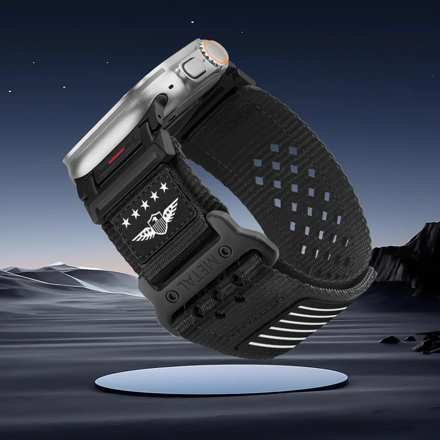 Rugged Nylon Band for Apple Watch Ultra 2 Bands for Men 49mm 46mm 45mm 44mm 42mm,Breathable Stars-Stripes Flag Wristband Workout Athletic Strap for iWatch Bands Ultra Series 10 9 8 7 6 5 4 3 SE/Ultra2
