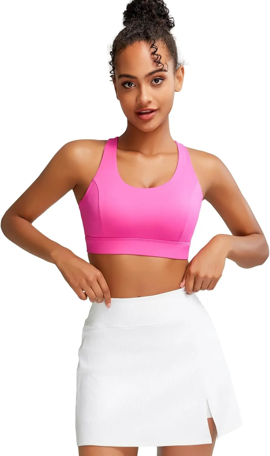 RUNNING GIRL Sports Bras for Women High Support, Criss-Cross Back Strappy Sports Bras for Women with Molded Cups