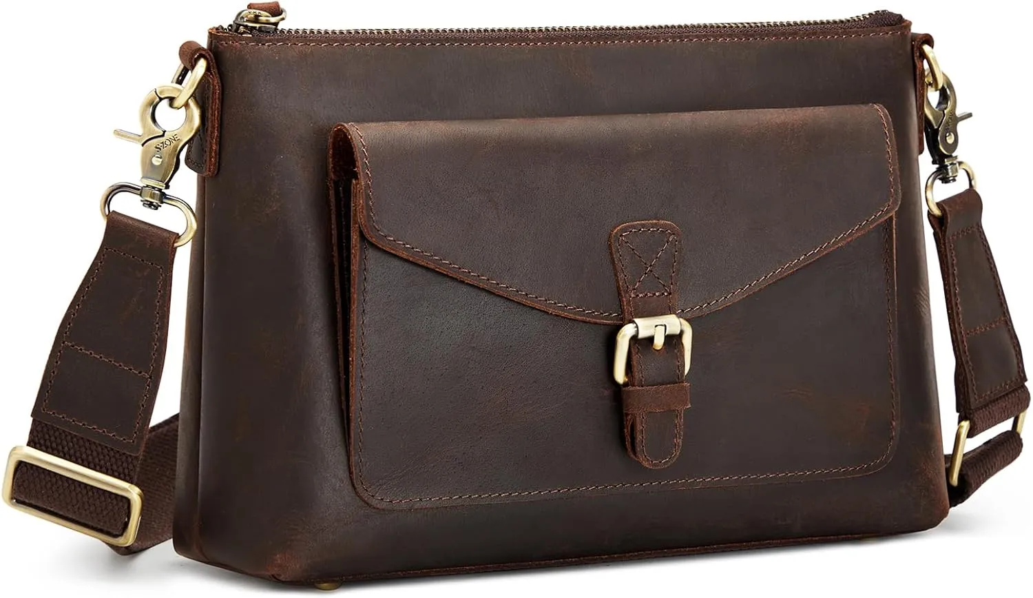 S-ZONE Genuine Leather Crossbody Bags for Women Trendy RFID Blocking Shoulder Bag Purse Handbag with Zipper Pocket