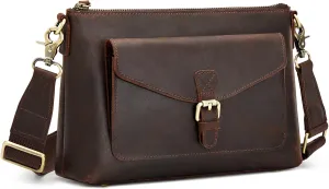 S-ZONE Genuine Leather Crossbody Bags for Women Trendy RFID Blocking Shoulder Bag Purse Handbag with Zipper Pocket