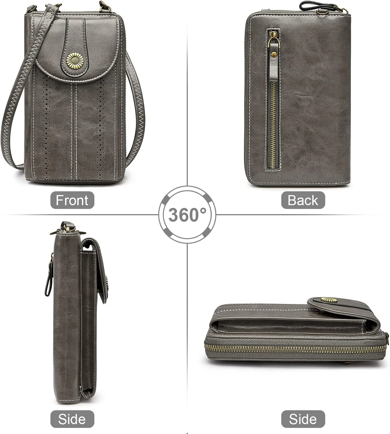 S-ZONE Women RFID Blocking Crossbody Cell Phone Purse Small Faux Leather Wallet Purse
