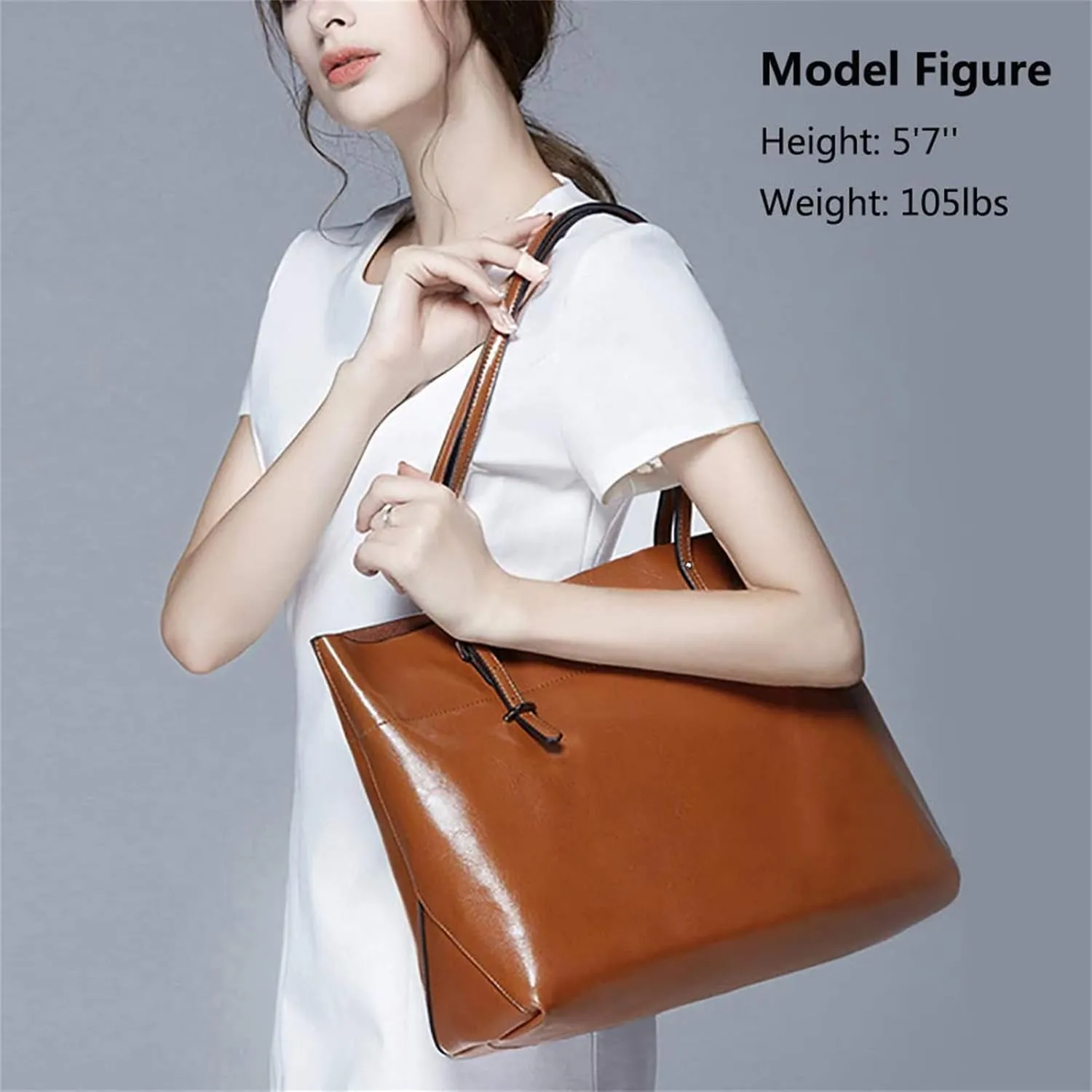 S-ZONE Women Vintage Genuine Leather Tote Shoulder Bag Handbag Upgraded Version Medium