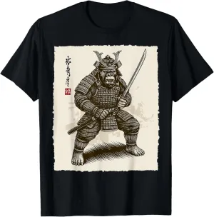 Samurai Warrior Gorilla Japanese Katana Bushido Animal Art T-Shirt
