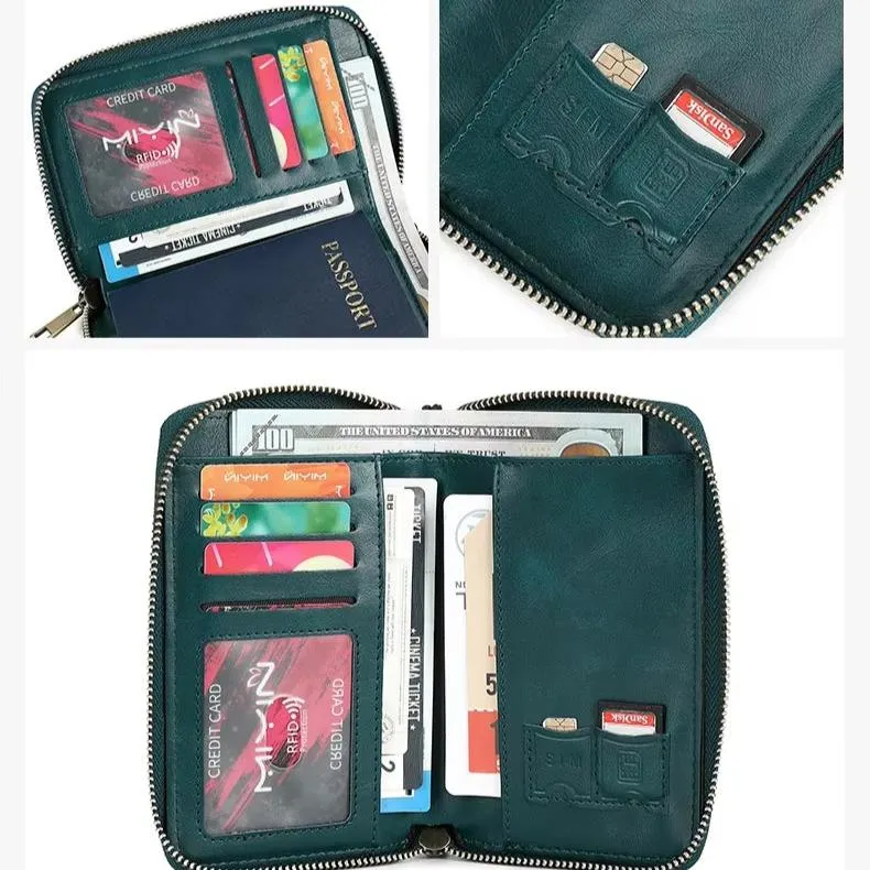 Sasha | RFID Blocking Passport Holder Travel Wallet with Wrist Strap