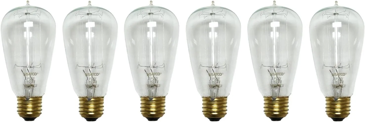 Satco S2413 40W 120V Cage Style Filament Vintage Style (6 Incandescent Light Bulbs)