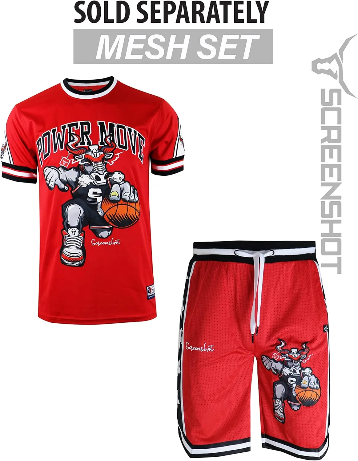 SCREENSHOT Mens Premium Urban Sreetwear Fashion Basketball Mesh Shorts - Athletic Sports Team Color 11" Inseam Jersey Shorts