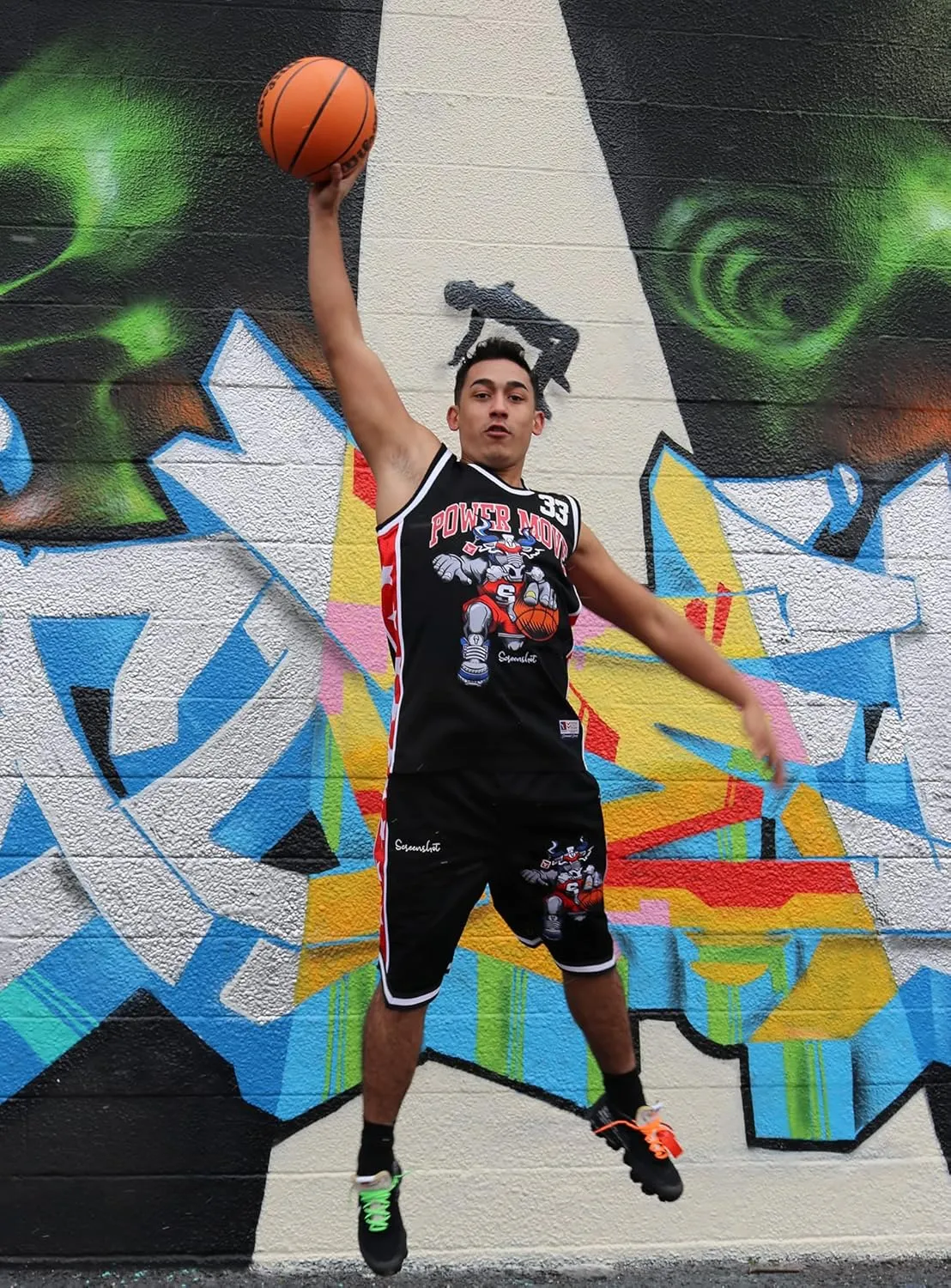 SCREENSHOT Mens Premium Urban Sreetwear Fashion Basketball Mesh Shorts - Athletic Sports Team Color 11" Inseam Jersey Shorts
