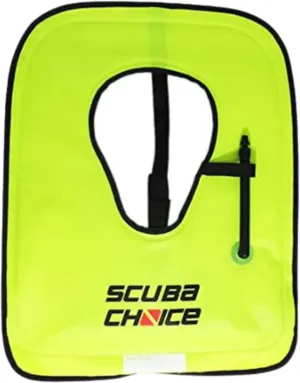 Scuba Choice Adult Snorkel Vest with Name Box - Lightweight Adjustable Buoyancy Vest for Water Sports, High Visibility Safety Color, Portable Nylon with TPU Material - Neon Yellow, Large