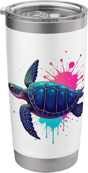 Sea Turtle Ocean Splash Colorful Marine Biologist Summer Stainless Steel Insulated Tumbler
