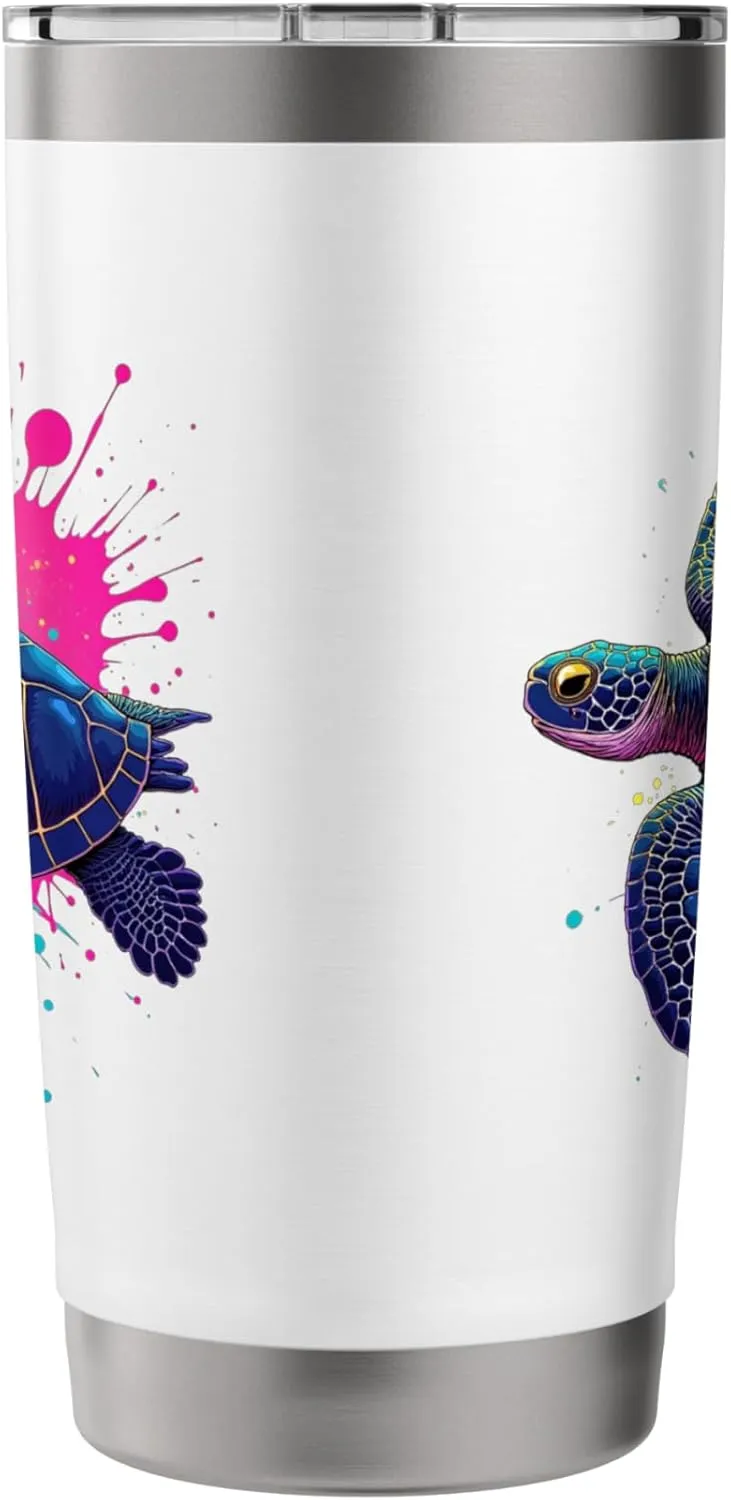 Sea Turtle Ocean Splash Colorful Marine Biologist Summer Stainless Steel Insulated Tumbler