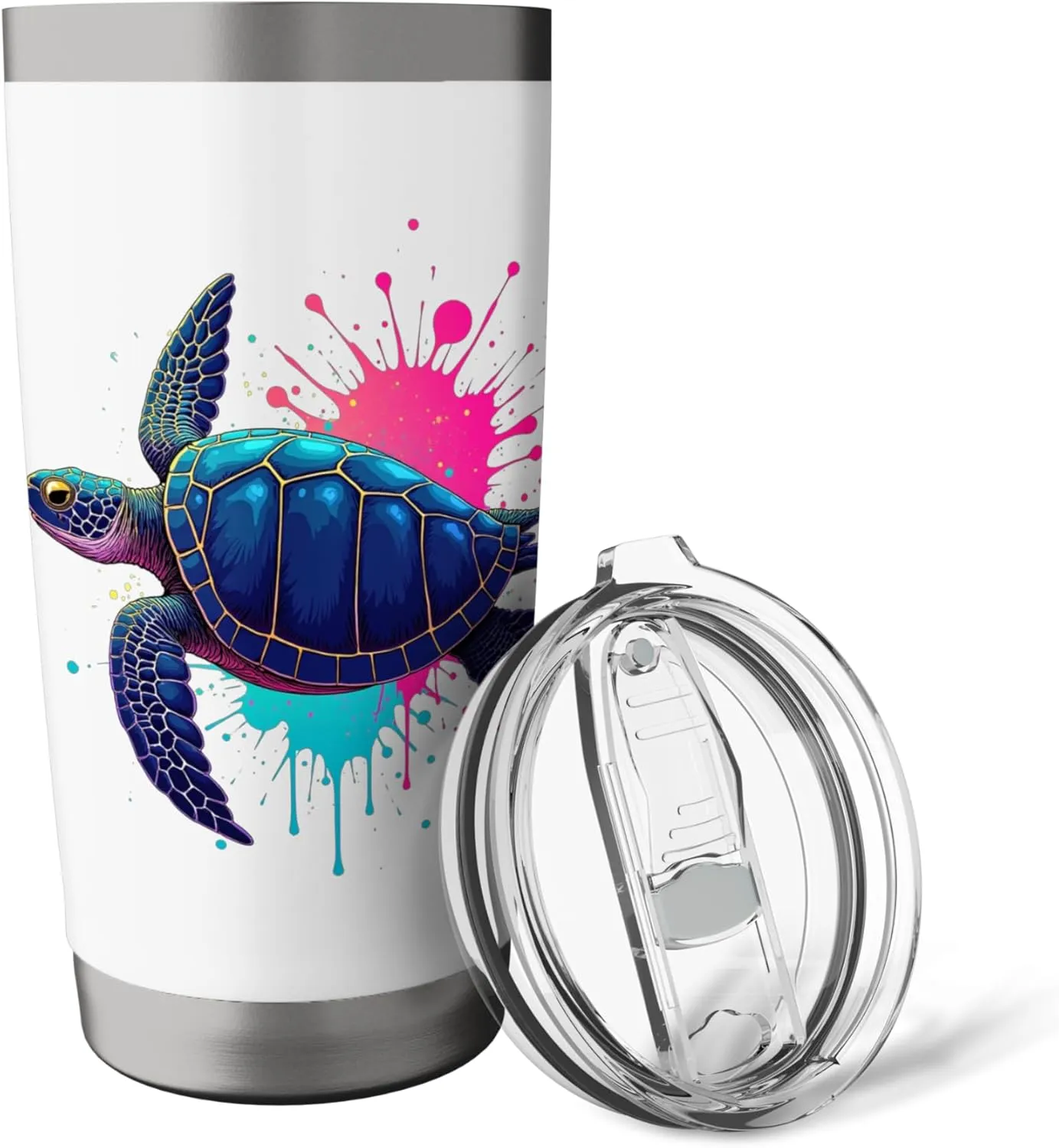 Sea Turtle Ocean Splash Colorful Marine Biologist Summer Stainless Steel Insulated Tumbler