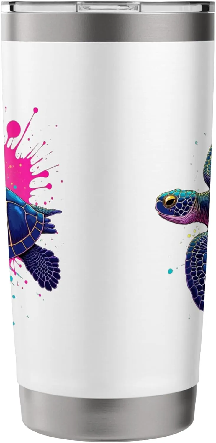 Sea Turtle Ocean Splash Colorful Marine Biologist Summer Stainless Steel Insulated Tumbler