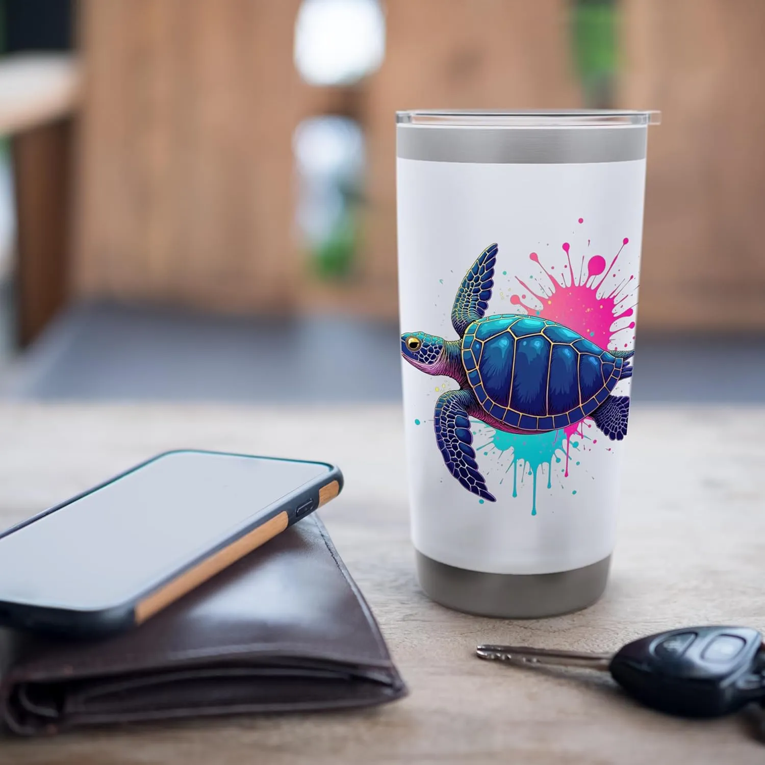 Sea Turtle Ocean Splash Colorful Marine Biologist Summer Stainless Steel Insulated Tumbler