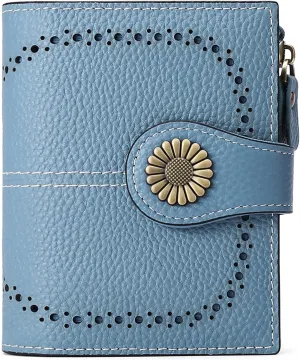 SENDEFN Small Womens Wallet Leather Bifold Card Holder RFID Blocking with Zipper Coin Pocket