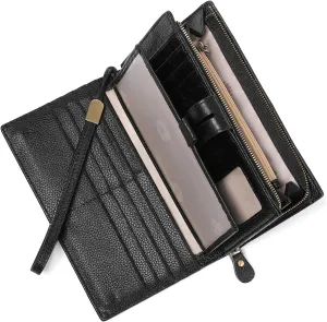 SENDEFN Women's Wallet Large Capacity RFID Blocking Leather Wallets Credit Cards Organizer with Checkbook Holder