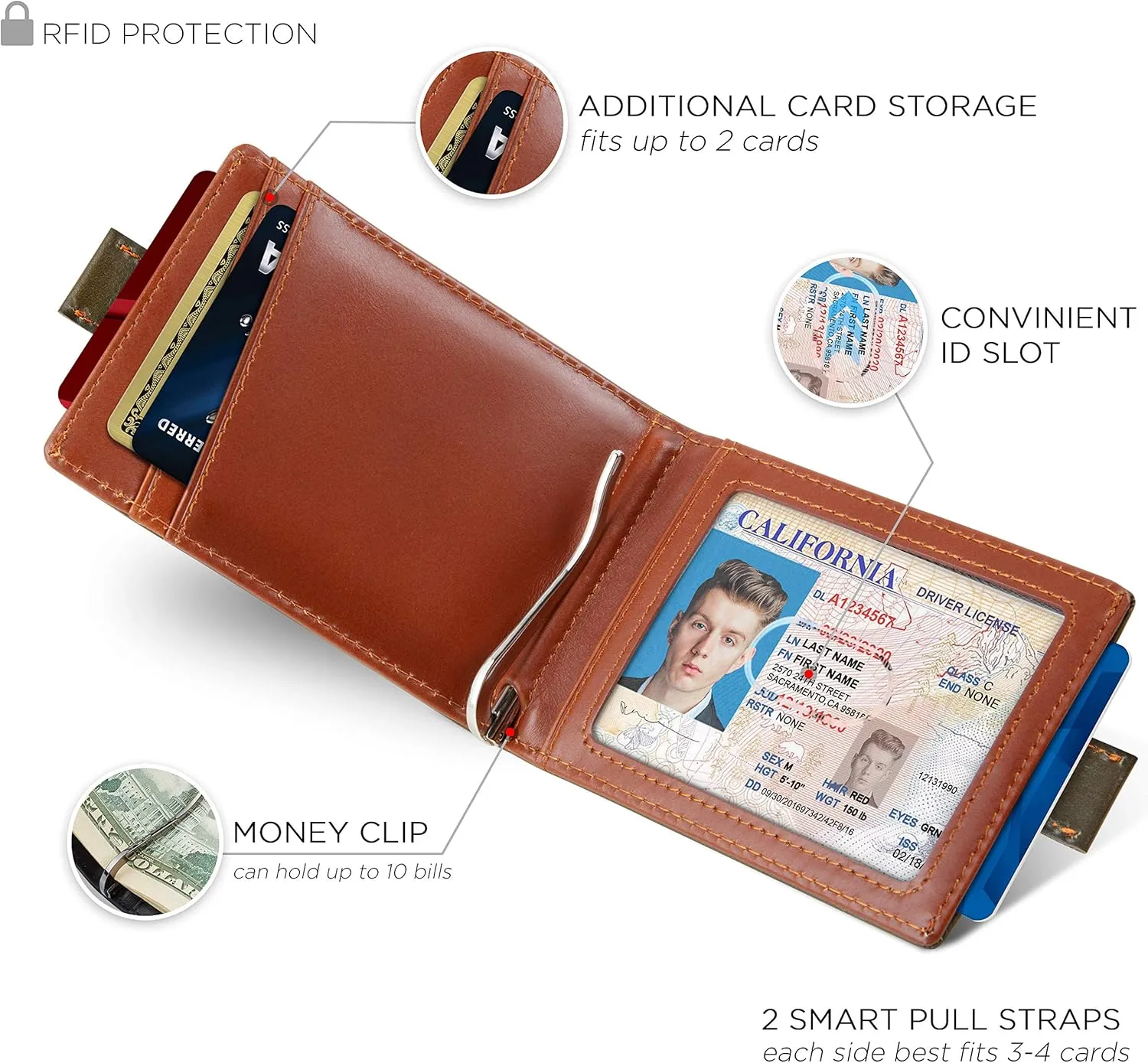 SERMAN BRANDS RFID Blocking Slim Money Clip Wallet – Leather Bifold Front Pocket Minimalist Mens Wallet with Money Clip for Men, Small Credit Card Holder Wallet - Travel Wallet with Gift Box