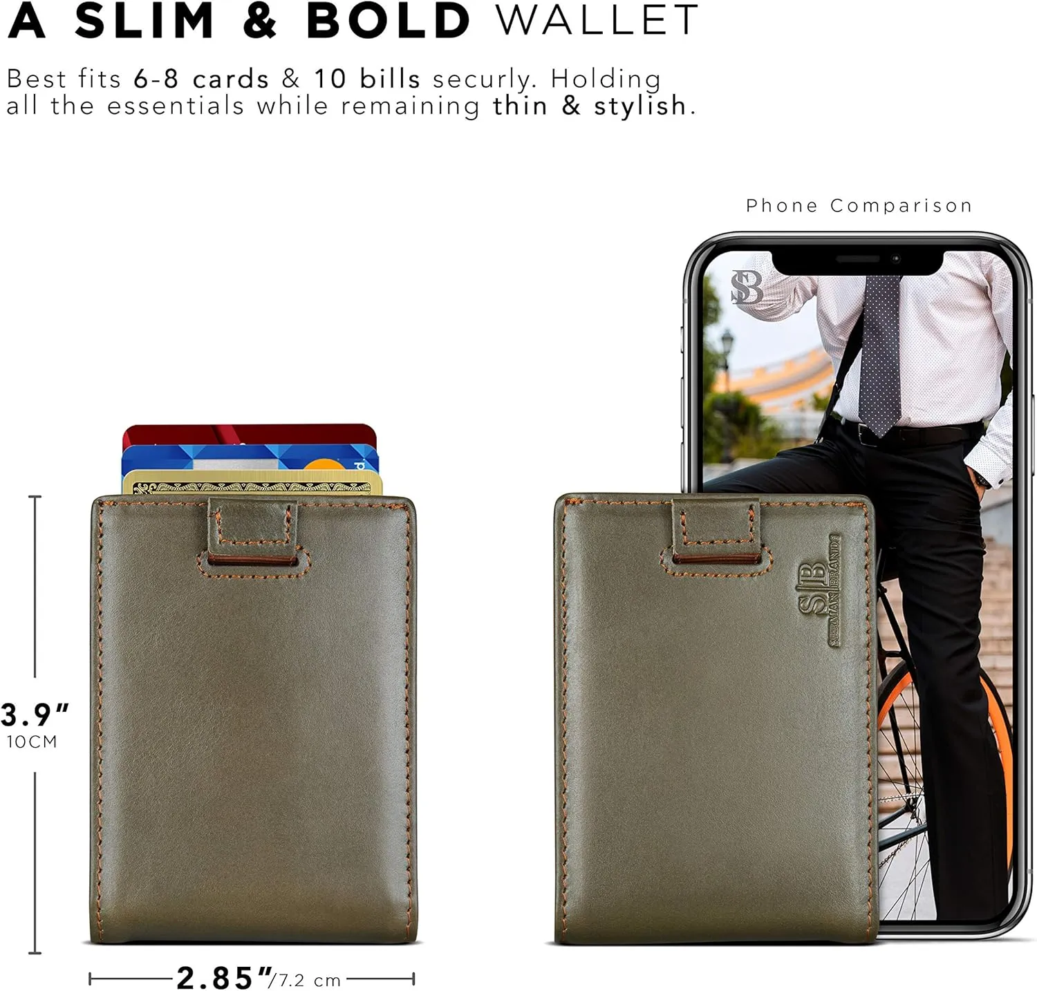 SERMAN BRANDS RFID Blocking Slim Money Clip Wallet – Leather Bifold Front Pocket Minimalist Mens Wallet with Money Clip for Men, Small Credit Card Holder Wallet - Travel Wallet with Gift Box