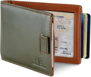 SERMAN BRANDS RFID Blocking Slim Money Clip Wallet – Leather Bifold Front Pocket Minimalist Mens Wallet with Money Clip for Men, Small Credit Card Holder Wallet - Travel Wallet with Gift Box